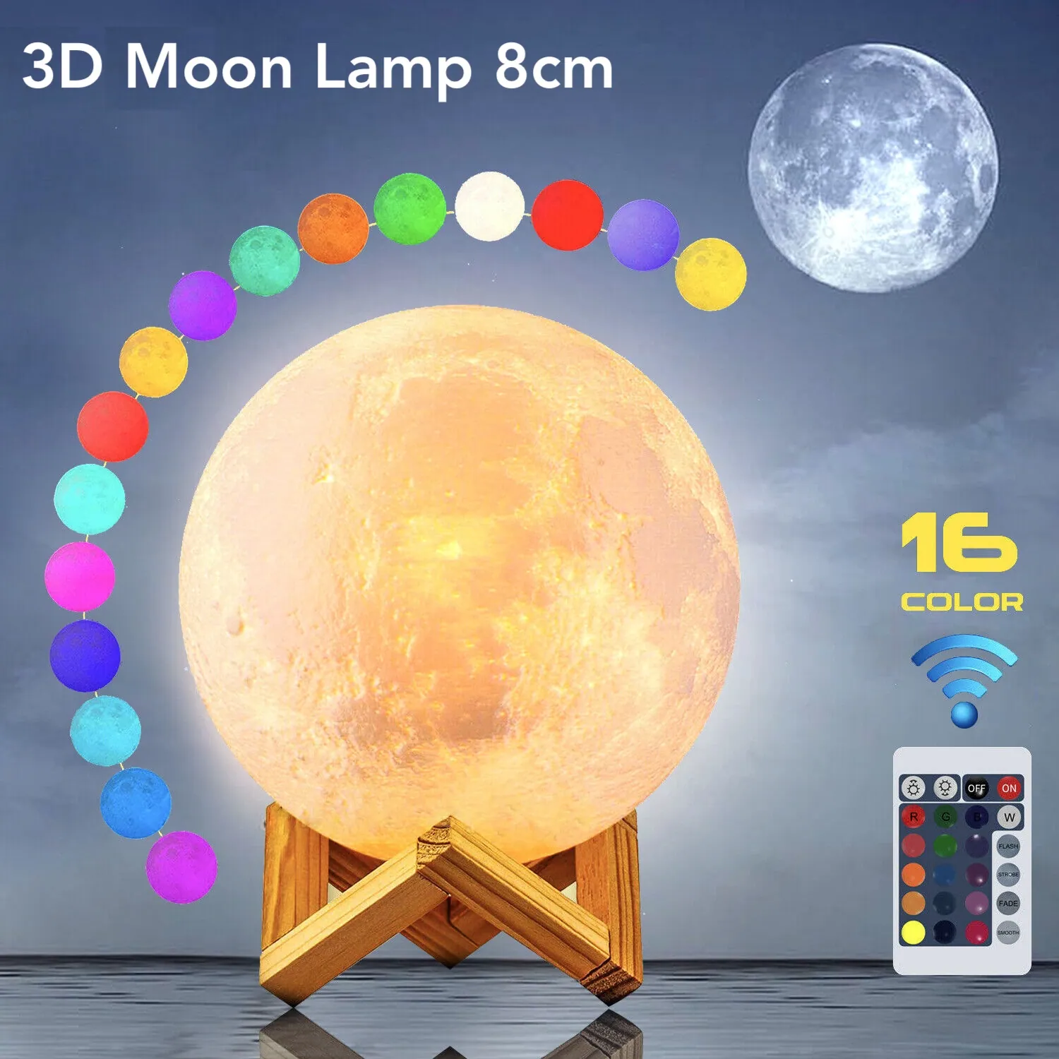 Original Moon Lamp 8in, 2 Colors 3D